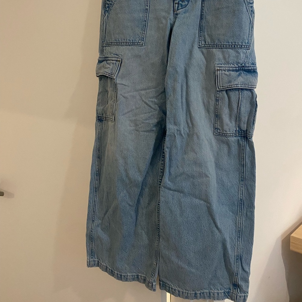 Light Blue Denim Cargo Pants - Picture 4 of 4